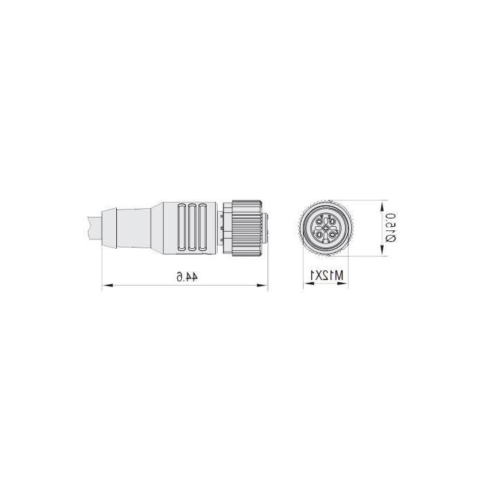 M12 5Pin, straight female, single-end precast cable, PUR material, orange sheath, 64T093-XXX